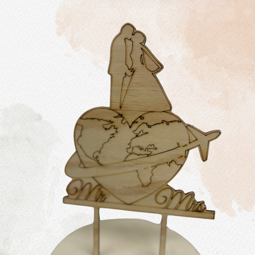 Cake topper in legno